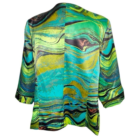 Le Bos Agate Green Collarless Jacket - Picture 2 of 13